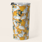 Bunnies & Blooms - Ochre & Teal Palette Travel Mug Gallery Image 3