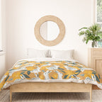 Bunnies & Blooms - Ochre & Teal Palette Duvet Cover Gallery Image 3