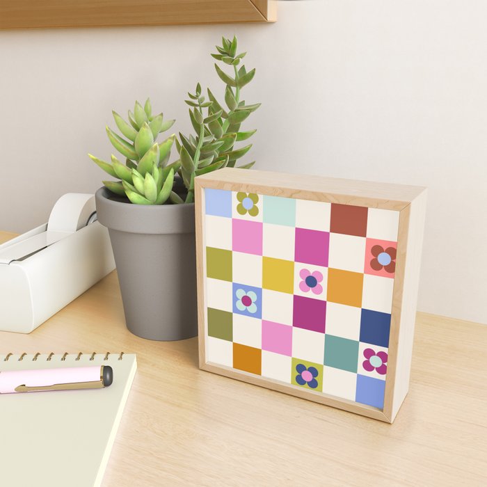 Check mate - retro floral Mini Art Print Gallery Image 2