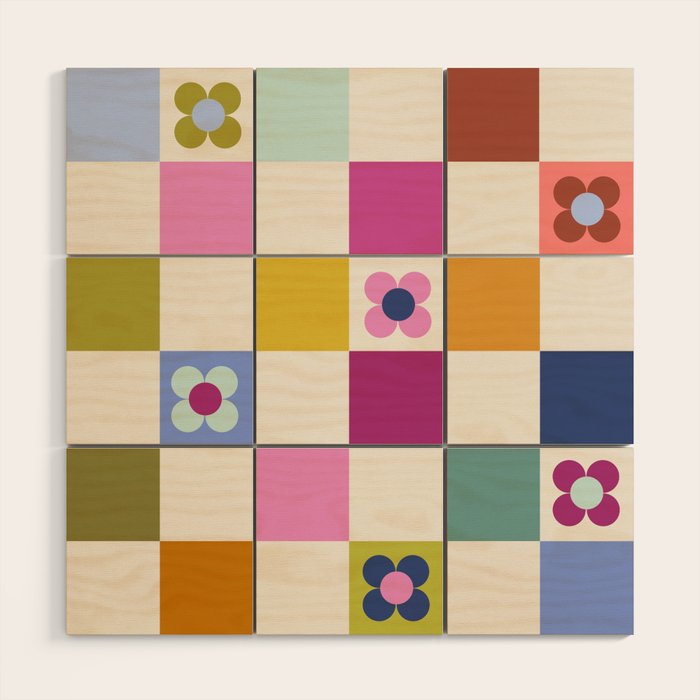 Check mate - retro floral Wood Wall Art Gallery Image 1
