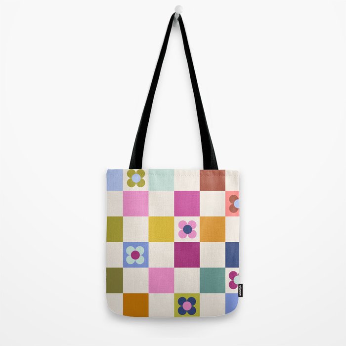 Check mate - retro floral Tote Bag Gallery Image 2