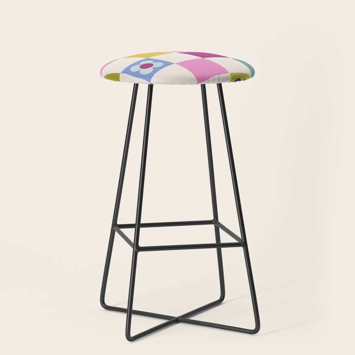 Check mate - retro floral Stool Gallery Image 1