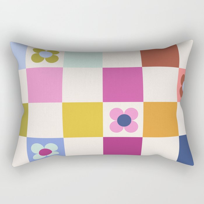Check mate - retro floral Rectangular Pillow Gallery Image 1