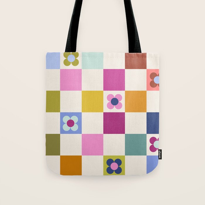Check mate - retro floral Tote Bag Gallery Image 1