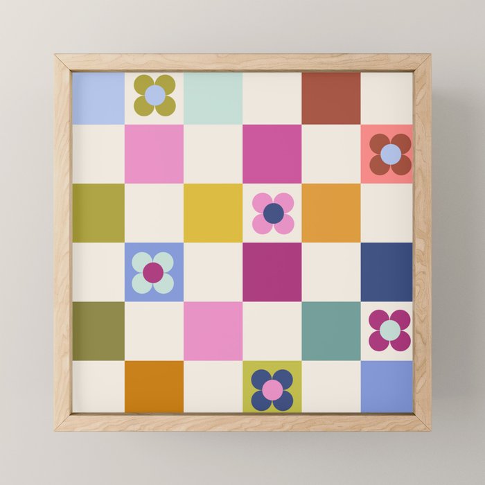Check mate - retro floral Mini Art Print Gallery Image 1