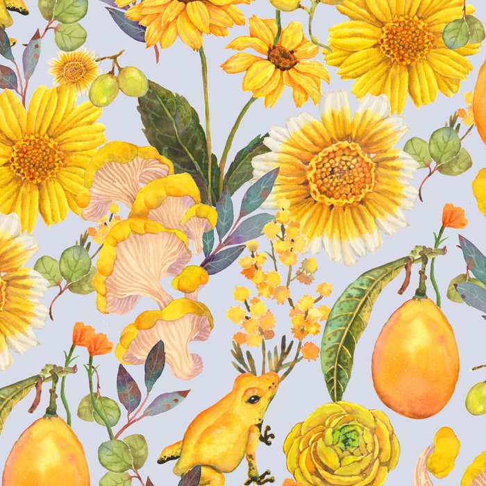 Yellow mushroom and florals - light Coffee Mug Gallery Image 2
