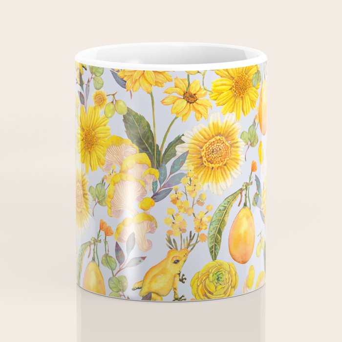 Yellow mushroom and florals - light Coffee Mug Gallery Image 4