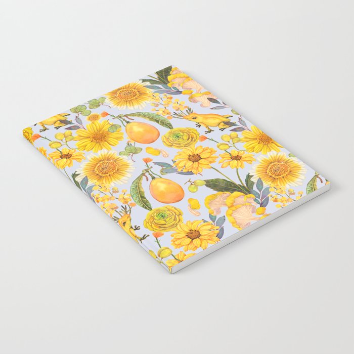 Yellow mushroom and florals - light Notebook Gallery Image 1
