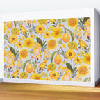 Yellow mushroom and florals - light Wall Mural Gallery Image 2