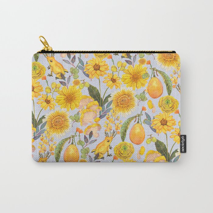 Yellow mushroom and florals - light Carry All Pouch Gallery Image 1