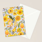 Yellow mushroom and florals - light Stationery Card Gallery Image 2