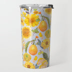 Yellow mushroom and florals - light Travel Mug Gallery Image 2