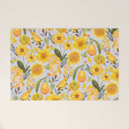 Yellow mushroom and florals - light Welcome Mat Gallery Image 1
