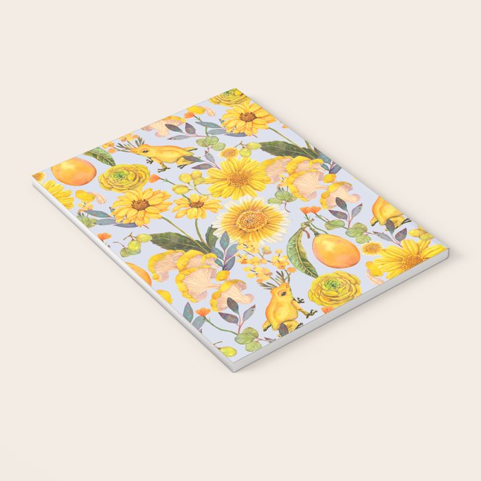 Yellow mushroom and florals - light Notebook Gallery Image 3