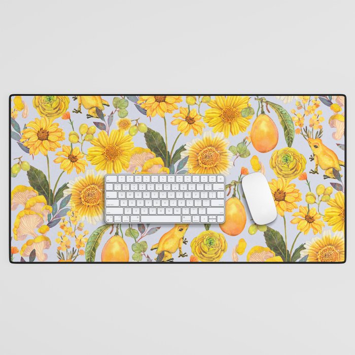 Yellow mushroom and florals - light Desk Mat Gallery Image 1