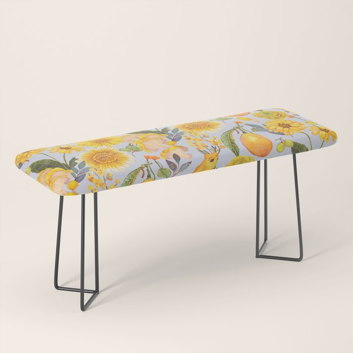 Yellow mushroom and florals - light Bench Gallery Image 1