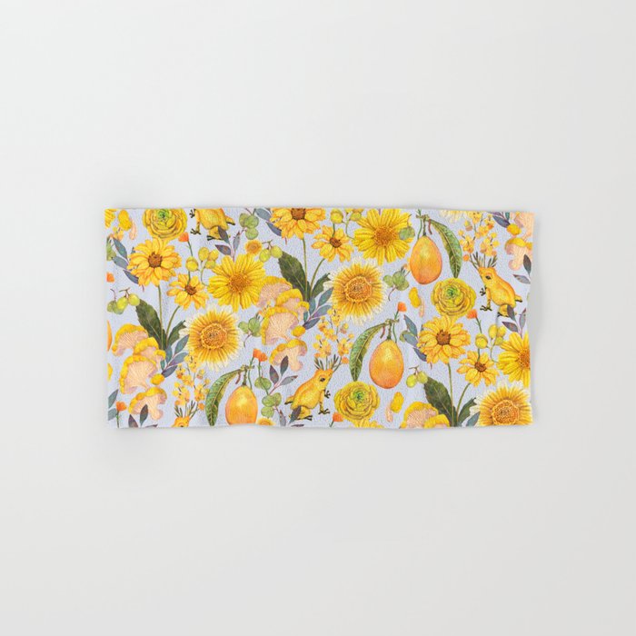 Yellow mushroom and florals - light Bath Towel Gallery Image 1