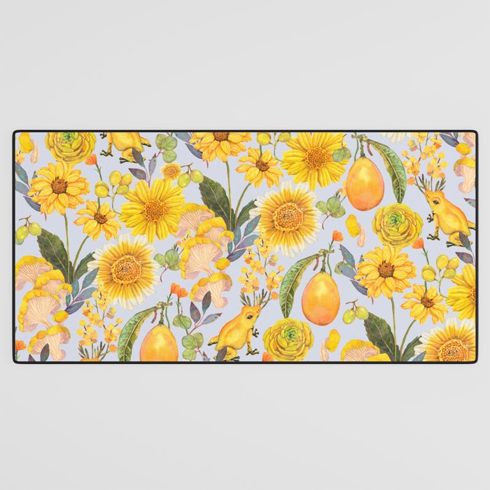 Yellow mushroom and florals - light Desk Mat Gallery Image 3