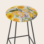 Yellow mushroom and florals - light Stool Gallery Image 2