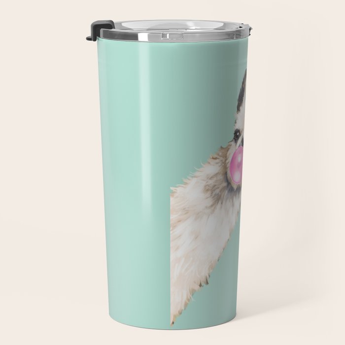 Bubble Gum Sneaky Llama in Green Travel Mug Gallery Image 3