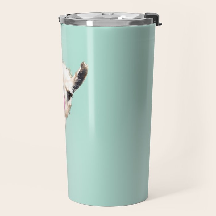 Bubble Gum Sneaky Llama in Green Travel Mug Gallery Image 2
