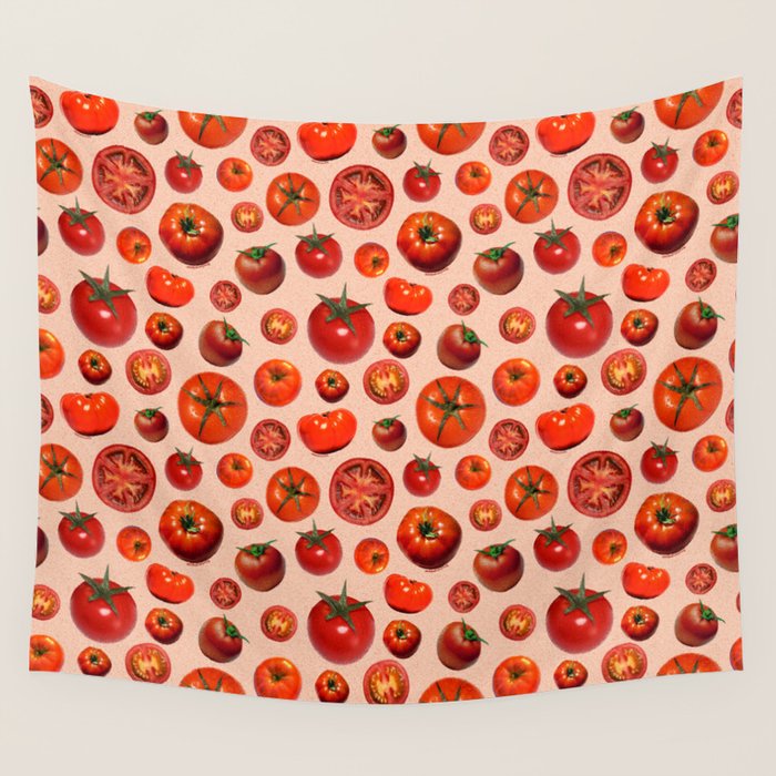 Tomato Collage Print Wall Tapestry Gallery Image 1