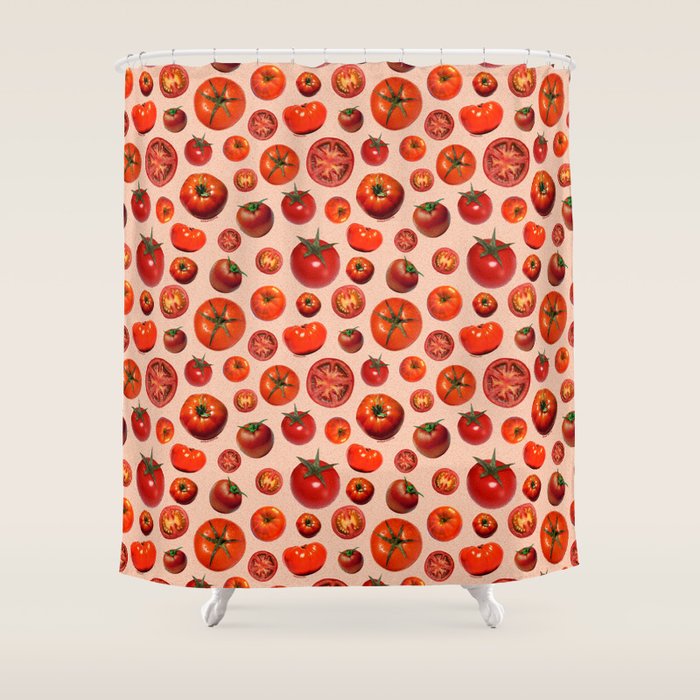 Tomato Collage Print Shower Curtain Gallery Image 1