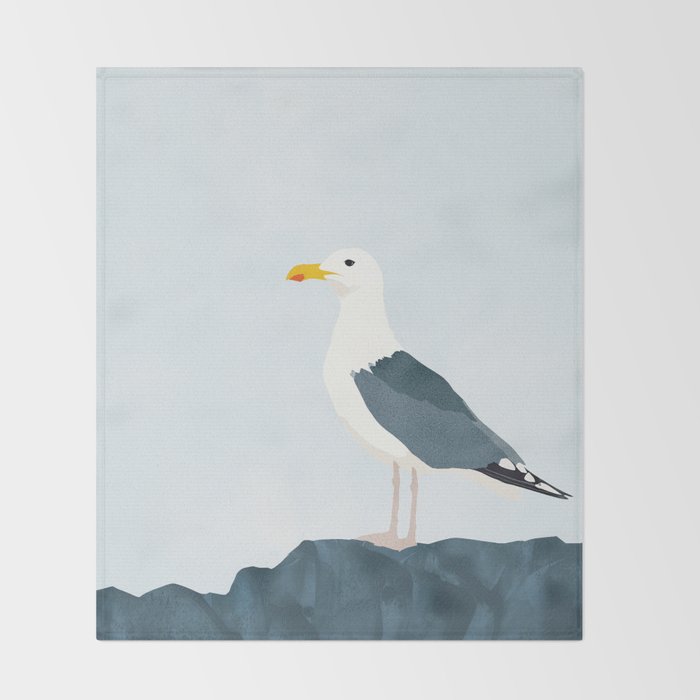 Seagull Minimalist Illustration Throw Blanket Gallery Image 2