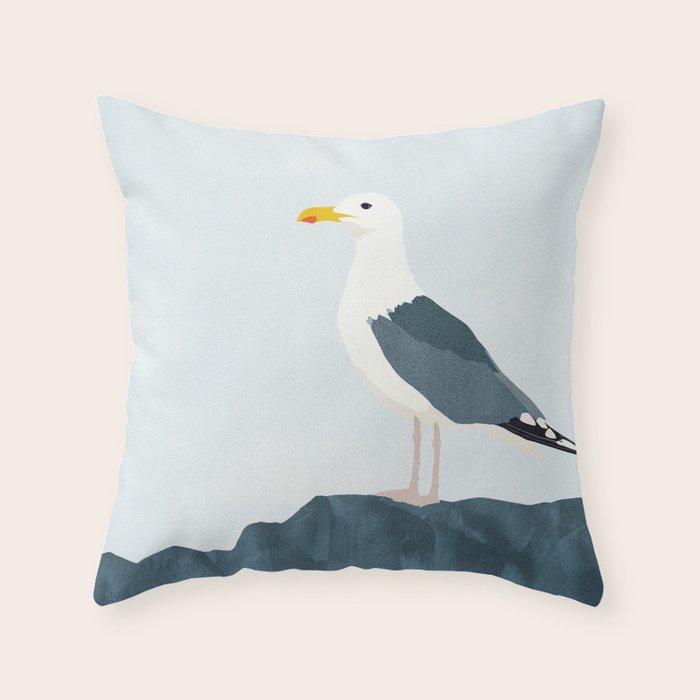 Seagull Minimalist Illustration Throw Pillow Gallery Image 6