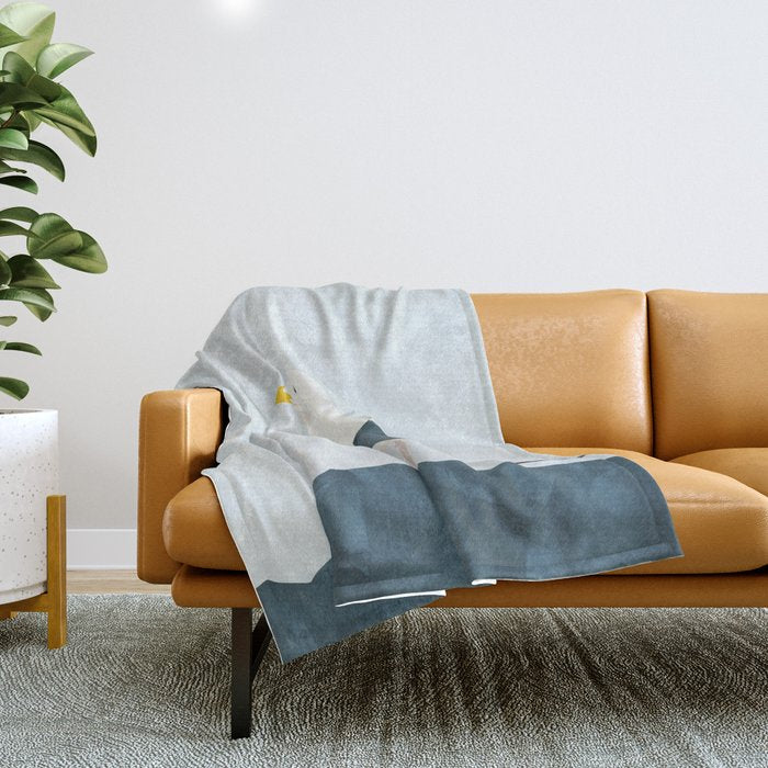 Seagull Minimalist Illustration Throw Blanket Gallery Image 1