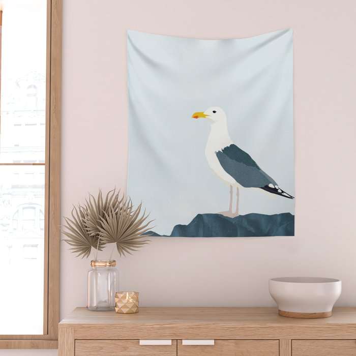 Seagull Minimalist Illustration Wall Tapestry Gallery Image 2