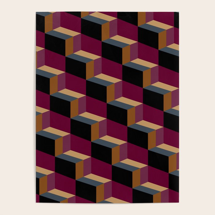 Cuboid Mid Century Abstract Shapes Pattern IV Poster Gallery Image 4
