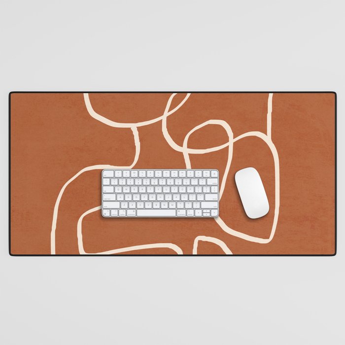 Abstract line art 15 Terracotta Desk Mat Gallery Image 1