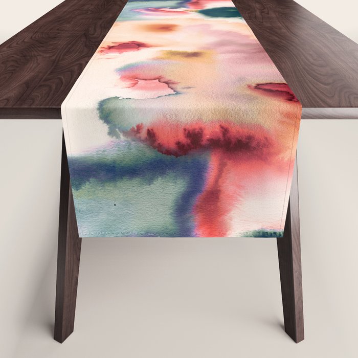 Abstract Watercolor Dreamy Autumn Painting Romantic Botanica Table Runner Gallery Image 1