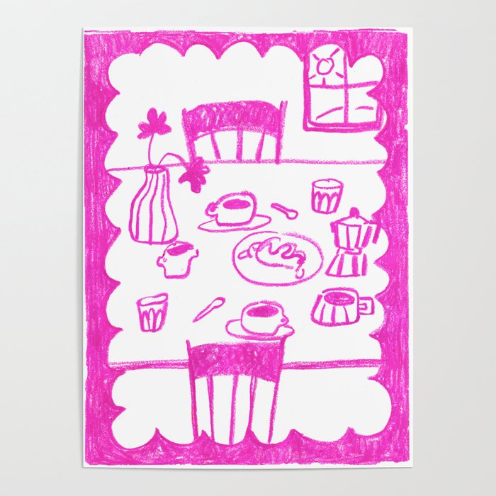 Kitchen Table in Magenta Poster Gallery Image 1