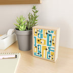 Retro Mid Century Modern Abstract Pattern 224 Blue and Yellow Mini Art Print Gallery Image 2