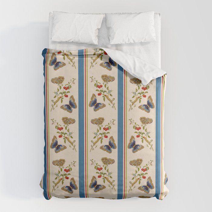 Antique Napoleonic Toile With Stripes And Butterflies Duvet Cover Gallery Image 6