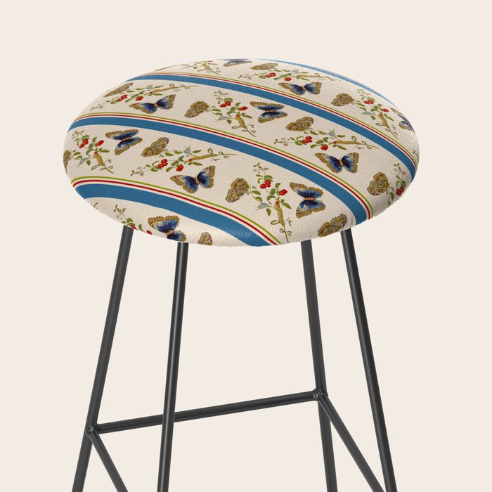 Antique Napoleonic Toile With Stripes And Butterflies Stool Gallery Image 2