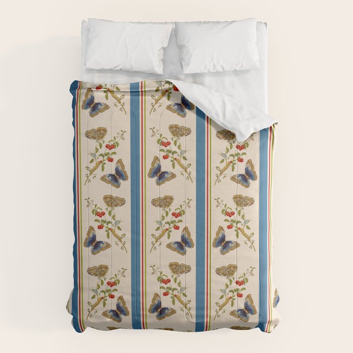 Antique Napoleonic Toile With Stripes And Butterflies Comforter Gallery Image 6