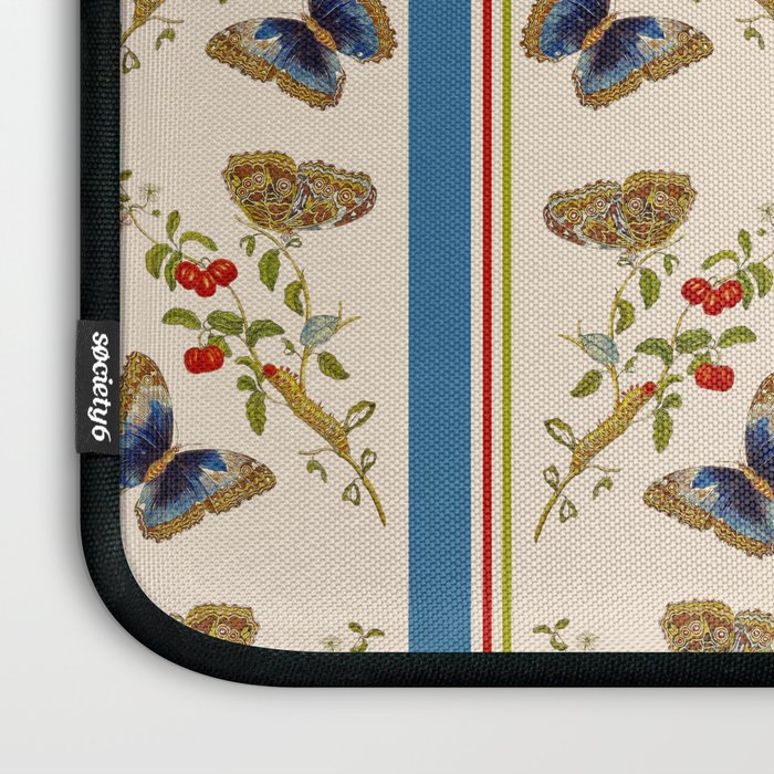 Antique Napoleonic Toile With Stripes And Butterflies Laptop Sleeve Gallery Image 3