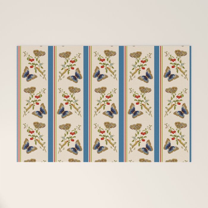 Antique Napoleonic Toile With Stripes And Butterflies Welcome Mat Gallery Image 1