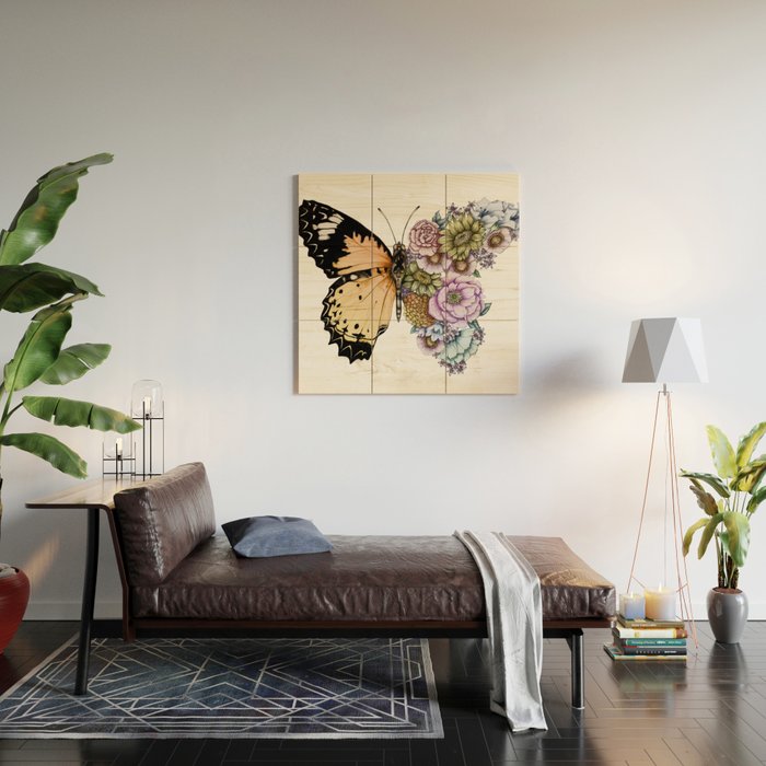 Butterfly in Bloom II Wood Wall Art Gallery Image 2