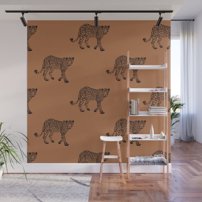 Leopard pattern - terracotta Wall Mural Gallery Image 1