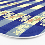 Vintage Blue Gingham with Flowers Bath Mat Gallery Image 3