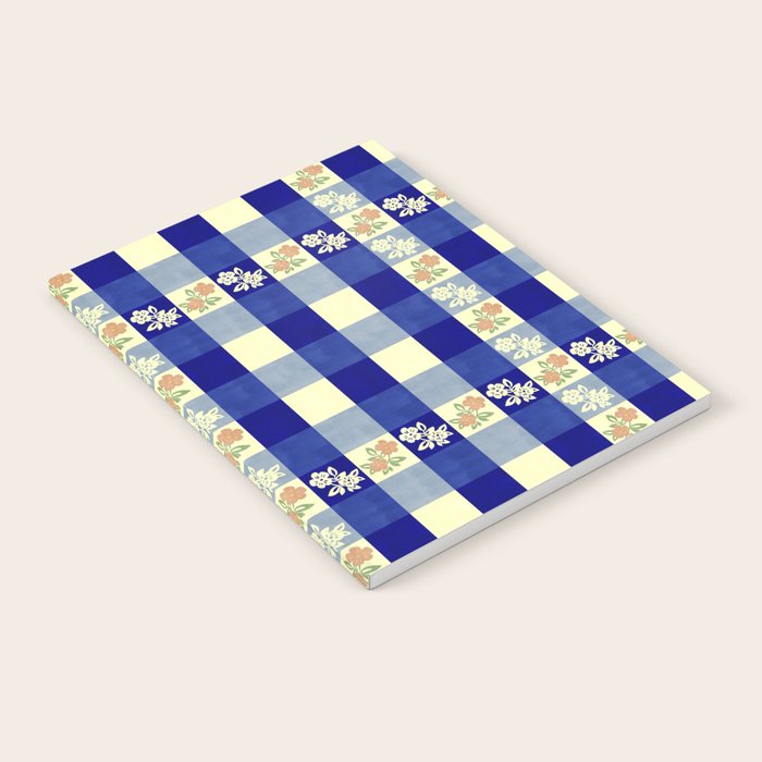 Vintage Blue Gingham with Flowers Notebook Gallery Image 2