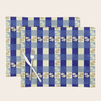 Vintage Blue Gingham with Flowers Placemat Gallery Image 1
