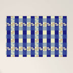 Vintage Blue Gingham with Flowers Welcome Mat Gallery Image 1