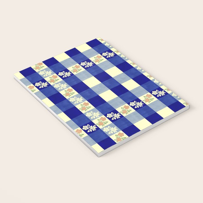 Vintage Blue Gingham with Flowers Notebook Gallery Image 3