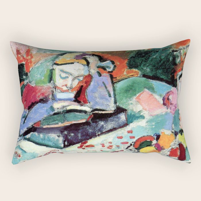 Henri Matisse Interior with a Young Girl Reading Rectangular Pillow Gallery Image 1