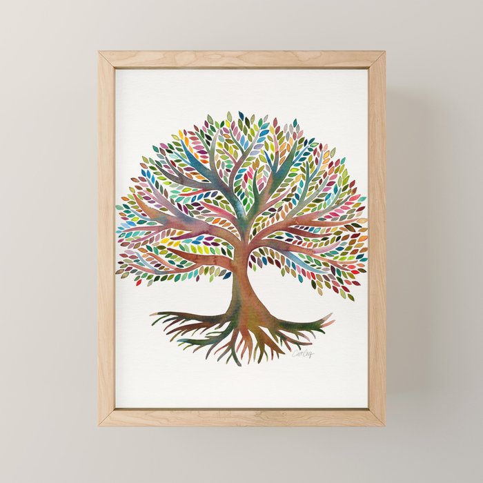 Tree of Life Watercolor - Rainbow Palette Mini Art Print Gallery Image 1